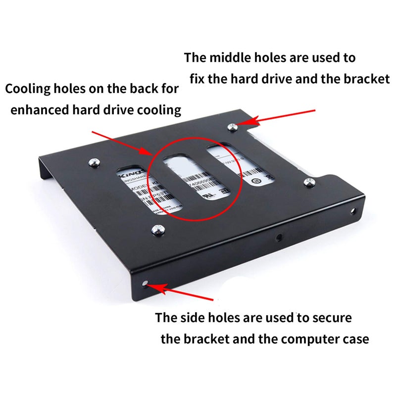 SAISN HDD SSD Mounting Bracket 2.5 to 3.5 Adapter Hard Drive Holder (Single Drive, 2 Pack + Blue SATA III Cables) - Image 4